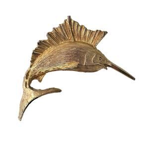 Vintage Brushed Gold Swordfish Brooch Pin